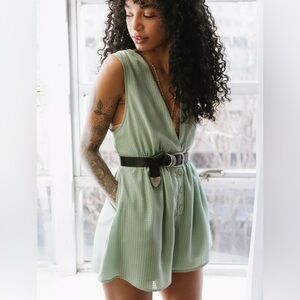 Urban Outfitters Green Gingham Sleeveless Romper